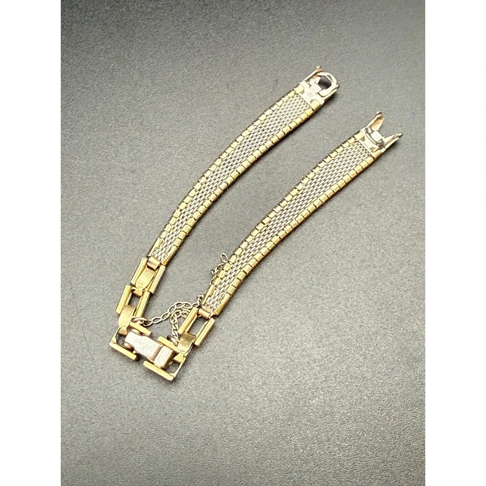 Kreisler Vintage Watch Band 1/20 10KT Gold Filled Textured Link Safety Chain USA